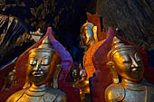 Inle Lake Myanmar. Pindaya, the famous Shwe Oo Min pagoda, a natural cave filled with thousands of gilded Buddha statues. 